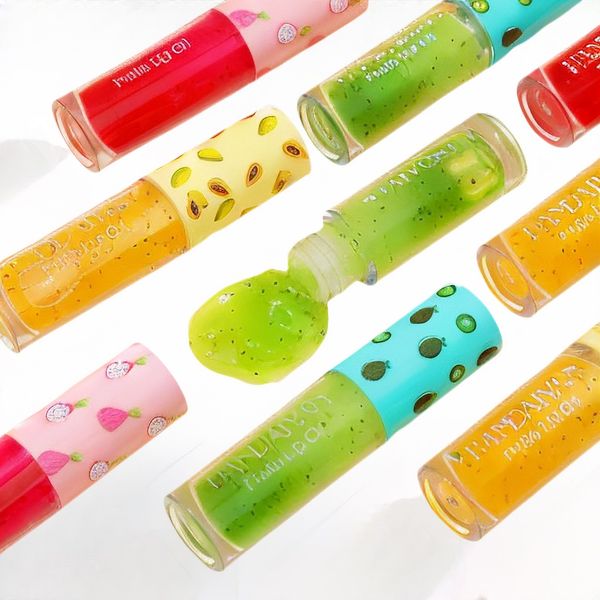 Fruit Series Lip Oil Gloss Bulk Labbra di vetro Idratante Balsamo trasparente Rimozione della pelle morta e sbiadimento delle linee della pelle Trucco