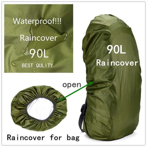 Sırt çantası paketleri yağmurluk sırt çantası 90L su geçirmez çanta kamo taktik açık kamp yürüyüşü tırmanma tozu Raincover p230510