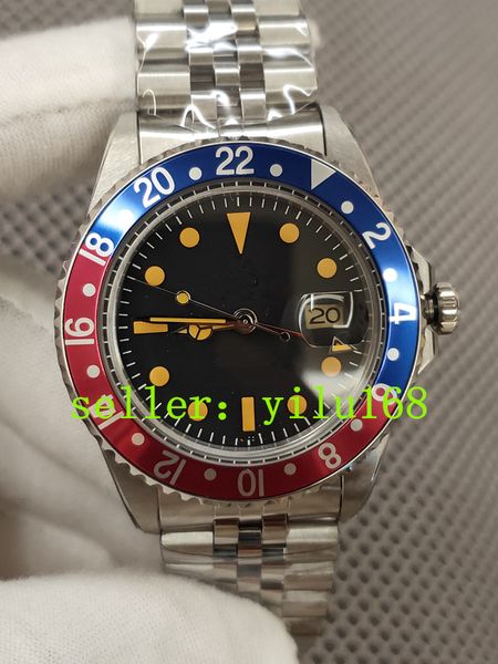 BP Factory V3 Relógios de pulso 40mm GMT Vintage 1675 Red Blue Pepsi Bezel2813 MOVIME