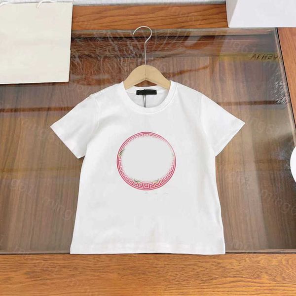 23SS Kleinkind-T-Shirt, Kinder-Designer-T-Shirt, Kinder-T-Shirt, weiß, kurzärmelig, für Jungen und Mädchen, Rundhalsausschnitt, reine Baumwolle, Porträt, farbiges T-Shirt mit Buchstaben-Logo-Aufdruck, Kinderkleidung, A1