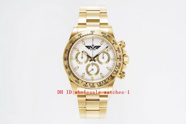 21 Style KING Orologio di ottima fattura Panda 40mm 116505 116508 Quadrante bianco Orologi sportivi Zaffiro luminoso 4130 Cronografo automatico 904L Oro 18 carati Orologi da polso da uomo