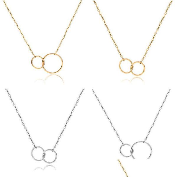 Colares pendentes Moda Moda Curtores de vento duplo simples para mulheres Acessórios Número 8 Gold Sier Chain Chain Colar Gi Dhgarden Dhdtr