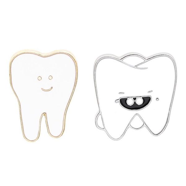 Pinos broches de desenho animado fofo dentes de dentes brancos pino de esmalte para enfermeiro Hospital Hospital Chapéu de lapela/bolsa Denim camisa feminina mano dhgarden dhvi2