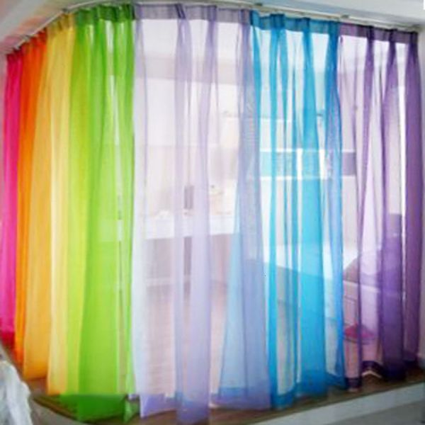 Tenda Tinta unita Multicolore Finestra a bovindo Tende per porte Pannello drappo Tulle trasparente per soggiorno Decorazione di nozze 230510