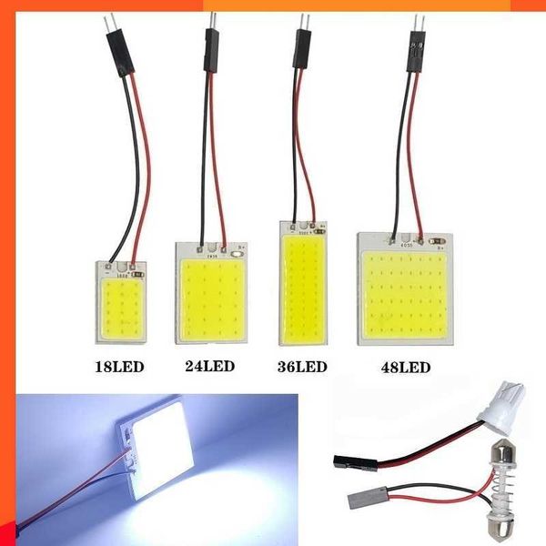 Novo Super White T10 W5W Auto Interior Leitura Lâmpada Lumin Dome Festoon Veículo COB 18SMD 24SMD 36SMD 48SMD Painel de LED de carro