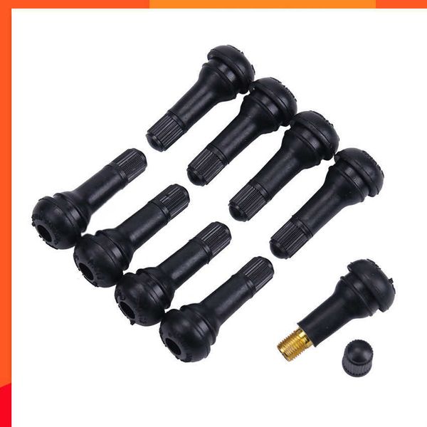 10pcs preto TR412/TR413/TR414 Válvula de pneu da roda de carro sem câmara de câmara com tampas de válvulas de borracha de pneu com tampas de poeira