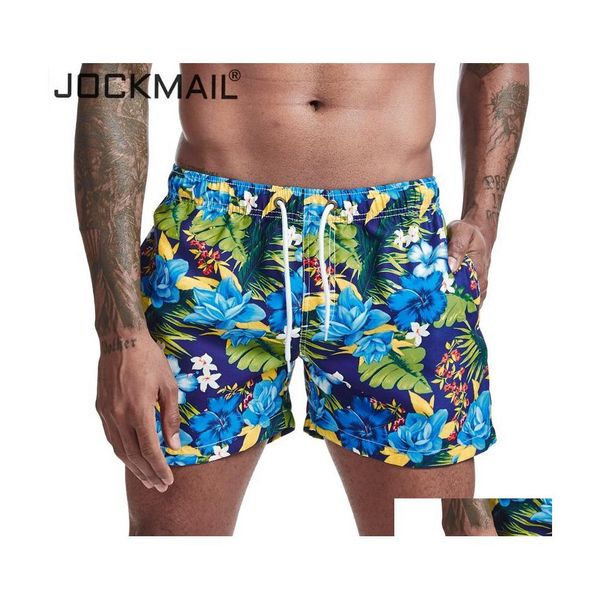 Costumi da bagno da uomo Jockmail Pantaloncini da bagno stampati da uomo Pantaloncini da bagno da spiaggia ad asciugatura rapida Bikini da uomo Surf Abbigliamento da consegna a goccia corta Abbigliamento Dh0Qr