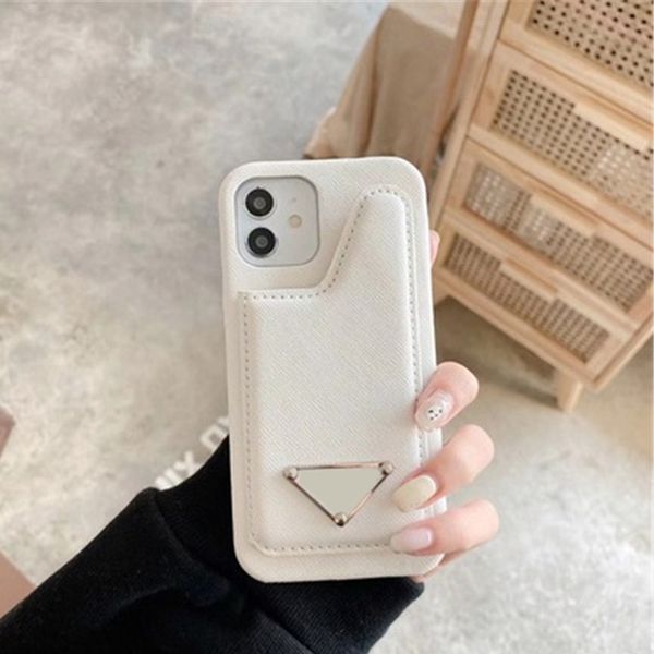 iPhone 12 11 Pro Max Case Designer Phone Cases para Apple 14 Plus 13 XS XR 8 7 Luxo PU Couro Mobile Back Covers Titulares de Cartão Bolsos Kickstand Photo Frame Fundas Branco