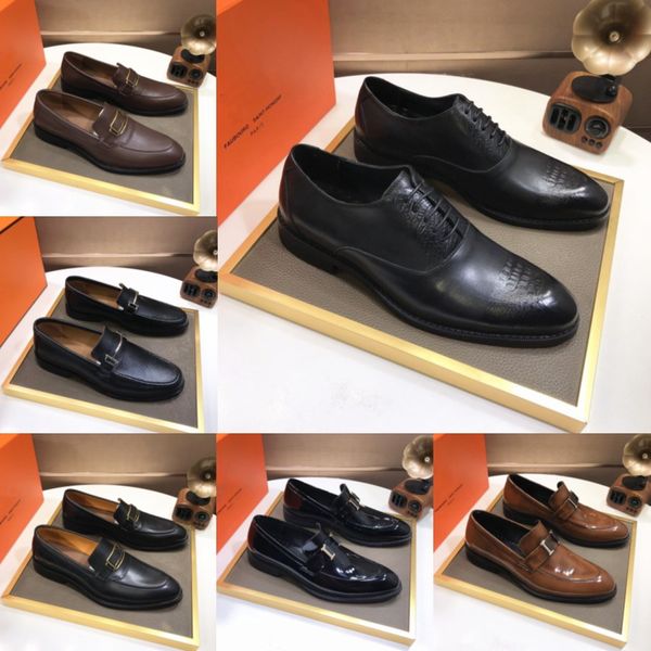 30model Luxury Brand Men Sapatos de couro Borgonha Borgonha Crocodilo