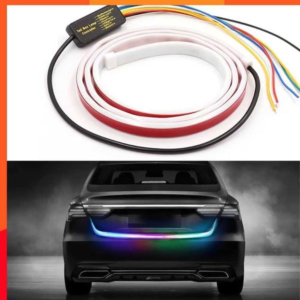 Neue 1,2 m 12 V Auto Vier Farben Flow Typ 36 LED Auto Heckklappe Streifen Wasserdichte Auto Brems Fahren blinker Licht Bunte Eis Blau