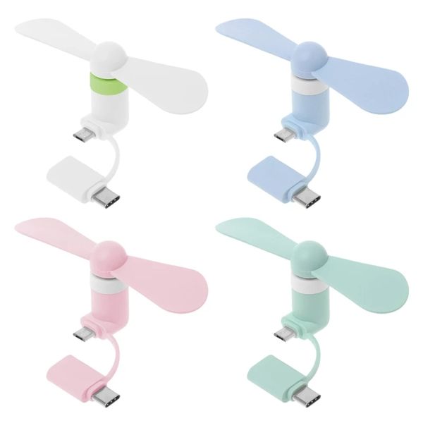 Samsung Xiaomi Huawei HTC Telefon Mini Taşınabilir Cep Telefonu için 2IN1 Tip C Mikro USB Mini Fan Radyatörü