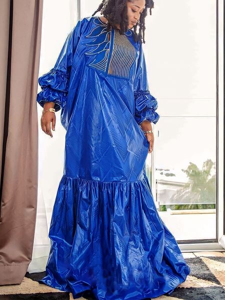 Abbigliamento etnico Ricamo Bazin Riche Femme Abiti lunghi per donne africane Top Quality Latset Basin Dashiki Robe Stampato 230510