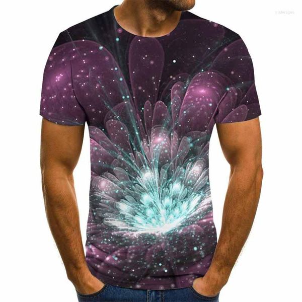 Camisetas masculinas Belas flores de camisetas 3d masculino roupas curtas de manga curta streetwear fofo engraçado