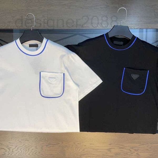 Camisetas masculinas designer casal camiseta retro marca casual masculino tees jovens devem colar a costura contraste de grandes dimensões Blusa de pocket triângulo de pocket lj40