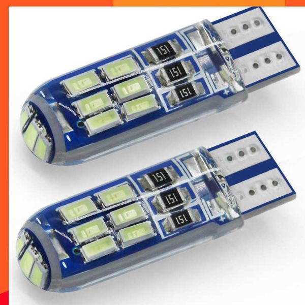 Neue 10PCS W5W T10 LED T10 LED 194 168 W5W Silica Gel 15SMD Led Parkplatz Birne Auto Keil umriss Lampe CANBUS Silic weiß blau 12V