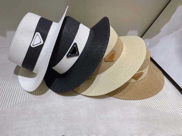 Chapéus de aba larga Bucket Designer de marca de luxo Triângulo invertido Oversize Large Lady Wheat Floppy Sombreros de Sun Beach Hat Natural Straw JTEZ