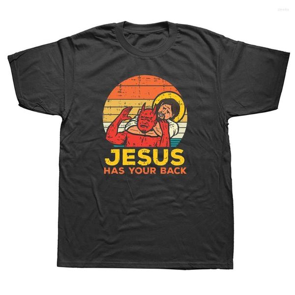 Camisetas masculinas engraçadas Jesus tem suas costas