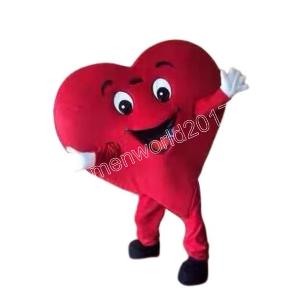 Personalizzato Cute Red Heart Love Mascot Costume Cartoon Fursuit Outfit Party Dress Up Activity Walking Abbigliamento Halloween