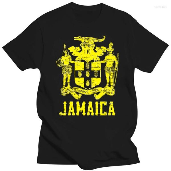 T-shirt da uomo Jamaica Coat Of Arms Out Many One People Pride T-shirt da uomo Vendita Top Abbigliamento fitness Top T-shirt con stampa maschile