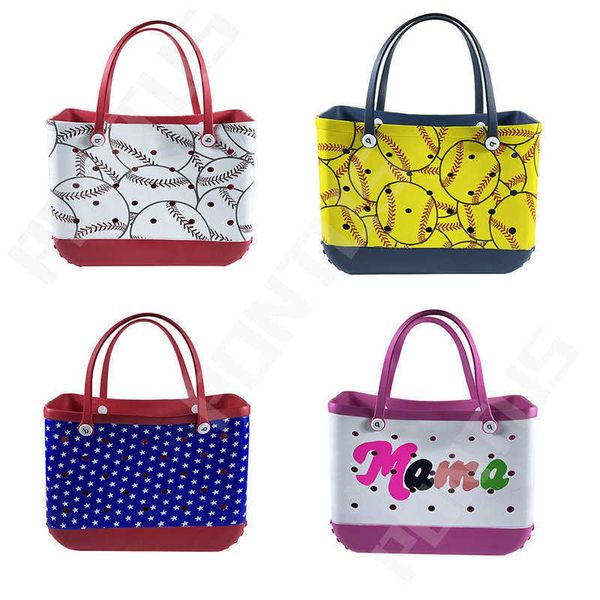 Bolsas de armazenamento Baseball Bolsa de praia EVA Bolsa de borracha extra grande Verão Punchado Sacos à prova d'água Sacos de natação de silicone macios sacos organizadores P230510