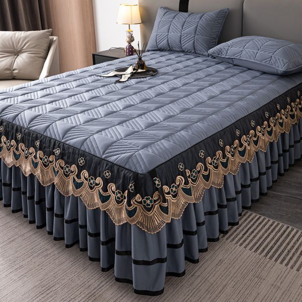 Кровать юбка элегантная живая стеганая кровать Юбка с тремя кусочками