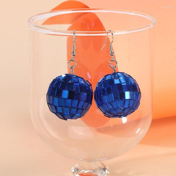 Ohrringe baumeln Koreanisch Mode Für Frauen Glaslinsen Vintage Disco Bar Nacht Hellblau Ball Halloween Weihnachten Trend Schmuck