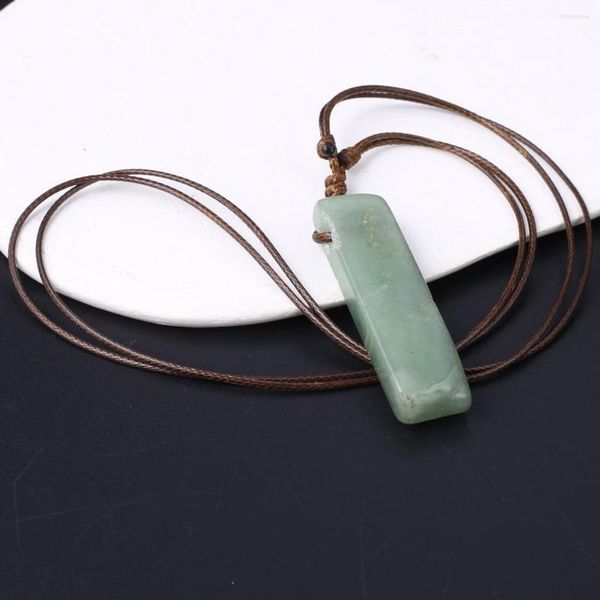 Подвесные ожерелья натуральное каменное ожерелье Куб Простой колоточный зеленый кристаллический маятник для женских украшений Рейки исцеляй