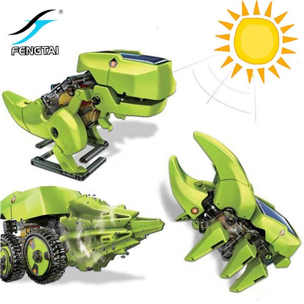 Giochi di novità fai -da -te treinone solare dinosauro robot rig deformation board alimentatore dono giocattolo per bambini 230509