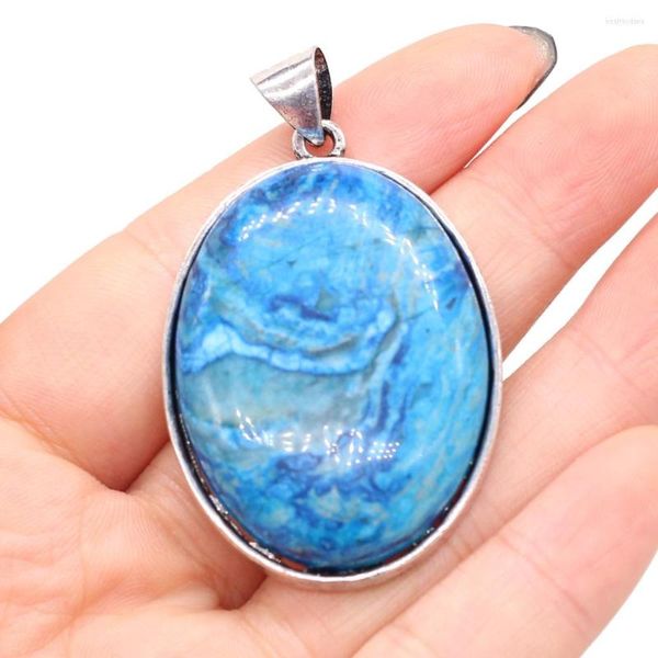 Collane con ciondolo Agate naturali Pendenti in pietra Reiki Heal Blue Crazy Charms per Fashoin Creazione di gioielli Collana Orecchini Artigianato
