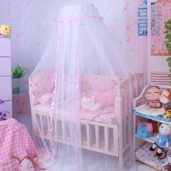 Rede de berço 1pc Round Mesh Dome Bed Canopy Reding Princess Mosquito Net com acabamento de renda para bebês 1,7m*4,2m 230510