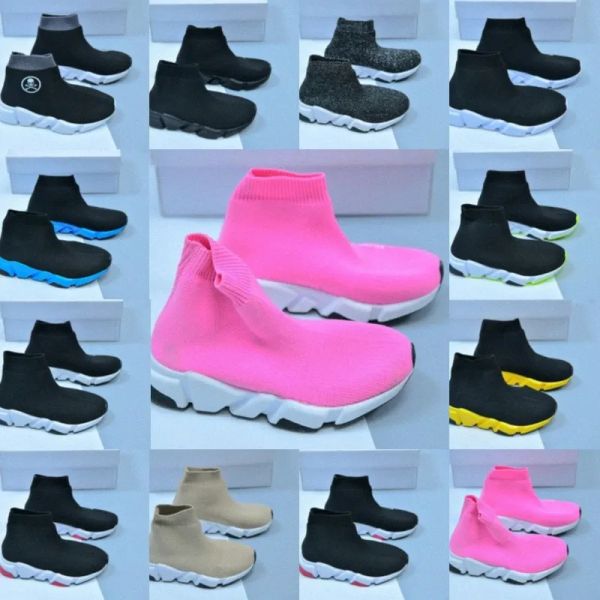 2023 Compre sapatos infantis Triple-S speed Paris Sock Casual designer de sapatos infantis preto alto meninas meninos bebê criança juventude infantes tênis ao ar livre
