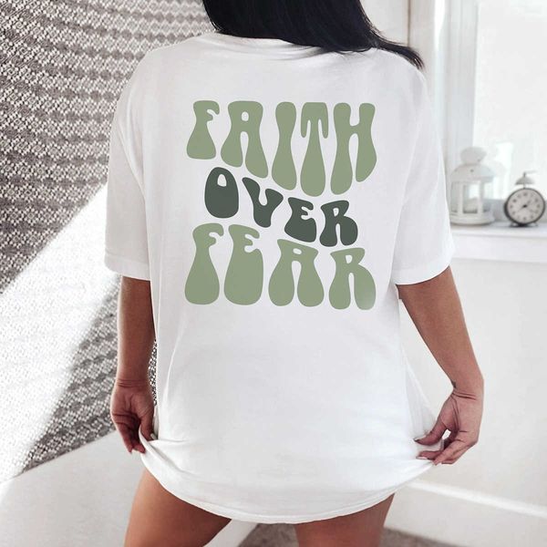 T-shirt feminina Fé sobre a T-shirt Print T-shirt Camiseta Christian Faith Faith Camiseta Mulheres