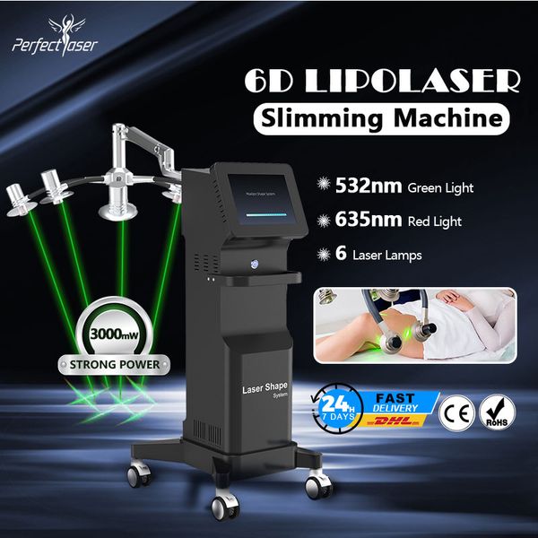 6D Lipolaser Machine Perda Perda de peso Burner Equipamento de beleza Modação do corpo Lipo Laser Dispositivo 532 635nm