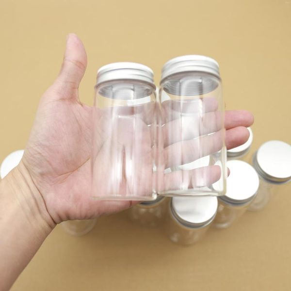 Vorratsflaschen 12 teile/los 47/90mm 120 ml Kleine Glasfläschchen Flasche Gläser Silber Schraubverschluss Mini DIY Handwerk Transparent Leer