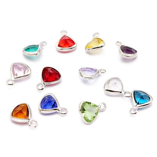 Charms Fashion Crystal Charm 12 Cores Triquetrous Birthstone para Bacelets Colares Diy Jóias Fazendo o atacadista Deld Deliv Dhgarden Dhxlt