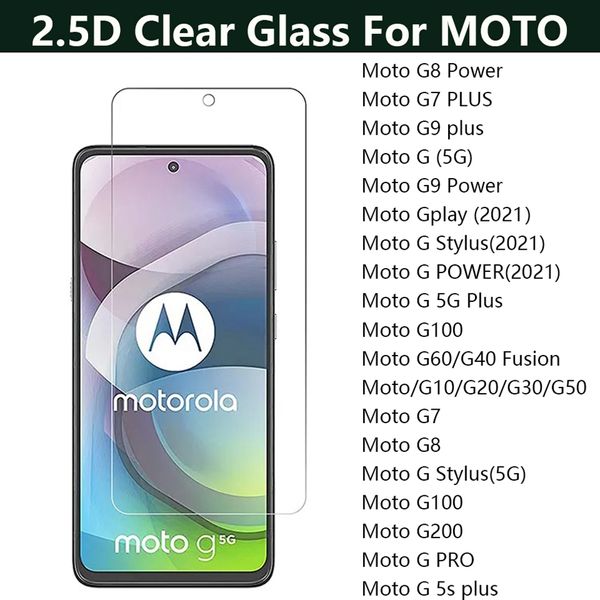 Premium 2,5D klarer Handy-Displayschutz aus gehärtetem Glas für Motorola MOTO G8 Power G7 Plus G9 Plus G 5G G Play G100 G60 G40 G10 G20 G30 G50 G200 G PRO G5S Plus
