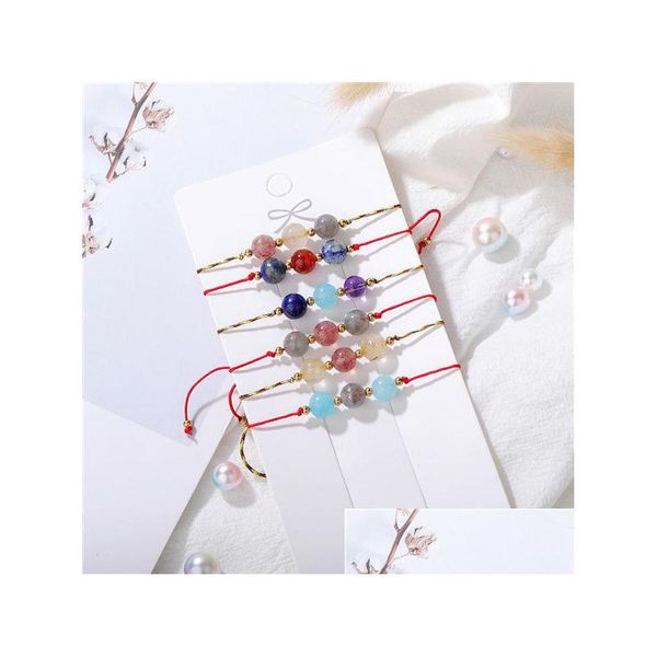 Perline fatte a mano con corda rossa fortunata Bracciale con cordino in pietra naturale Pietra di luna per le donne Regalo di amicizia Gioielli Drop Delivery B Dhgarden Dhwti