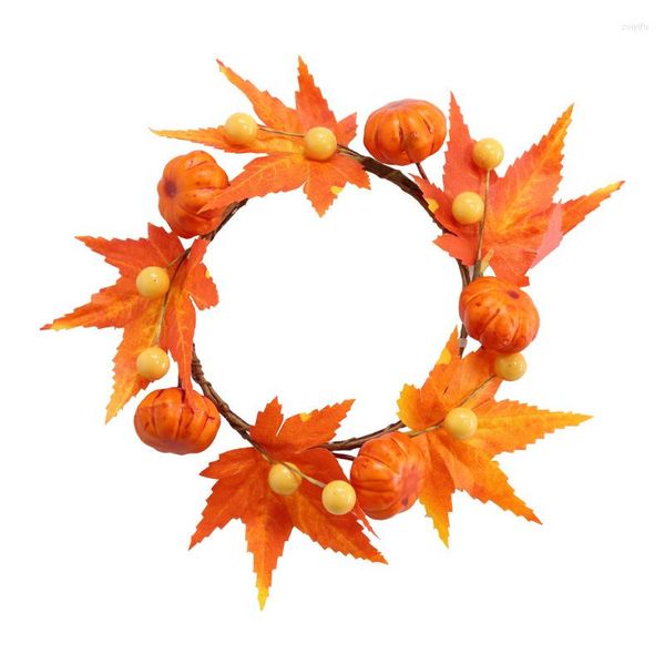 Dekorative Blumen 6 STÜCKE Halloween Weihnachtskranz Gefälschte Orange Ahorn Kürbis Dekorationen Girlande Anhänger Für Wand Kamin Party