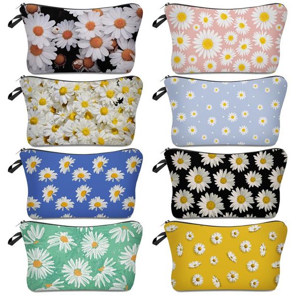 Borse contenitore 100 Pz/lotto 3D Stampato Cosmetico Girasole Necessari Per Le Donne Trucco Organizzatore Custodia Da Viaggio Ragazze Mini Borsa