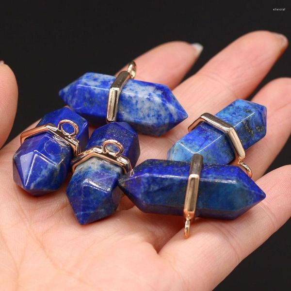 Colares pendentes pingentes de pedra natural geométricos Lapis Lazuli Charms DIY para Bracelete de colar Jóias para preenchimento de jóias
