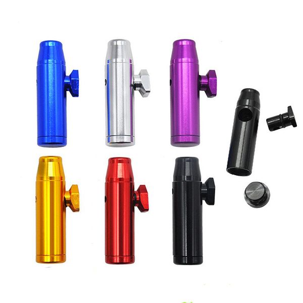 Cool Metal Snuff Dispenser Bullet Rocket Snorer Snuff Snuff Sniffer Portatile Lega di alluminio 1pc 19mmx53mm