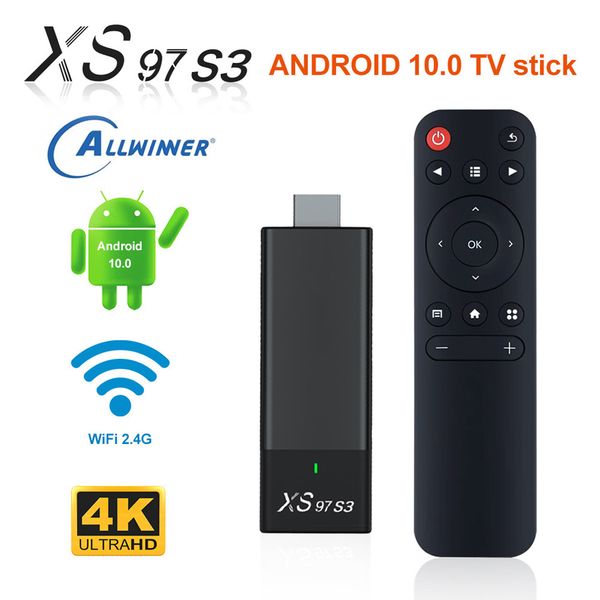 Smart XS97 S3 TV Stick Box para Android 10 HD 4K HDR 2.4G 5G WiFi Model TV Box Player Player Receptor de TV Top Top Box