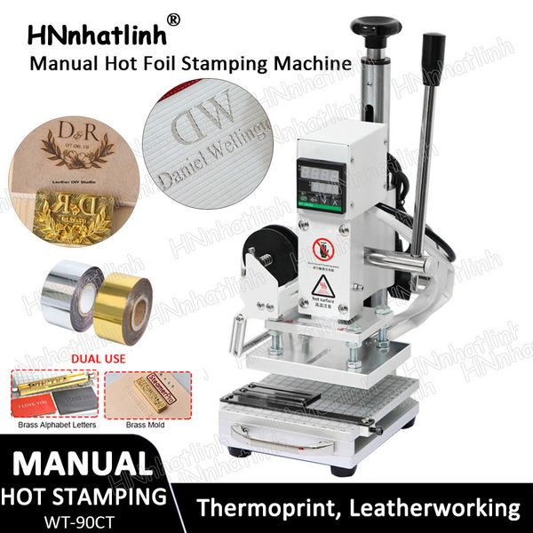 WT-90CT Verschiebbare Werkbank Thermopresse Digital Leder Holz PVC Papier Heißfolienprägemaschine Prägewerkzeug 10*13 cm