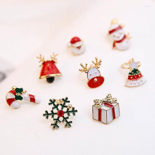 Brincos Brincos Série de Natal Shifeel Caixa de Presente de Rena de Rena Coreana Papai Noel Maninho de neve sem perfuração Clipe de orelhas perfuradas