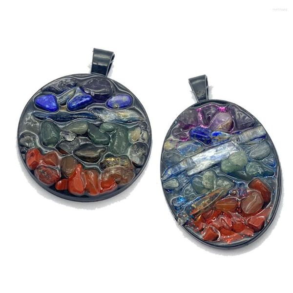 Colares pendentes de pedra natural ametista Lapis lazuli ágata pingente Charms para jóias de moda DIY Fazendo mulheres redondas oval jwellery