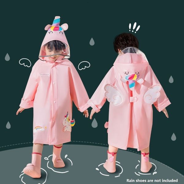 Rain Gear Bambini Addensare Impermeabile Rainwear Kids 3D Stampa Solid Rain Coat Unicorn Dinosaur Raincoat For Girls Boys Poncho impermeabile 230511