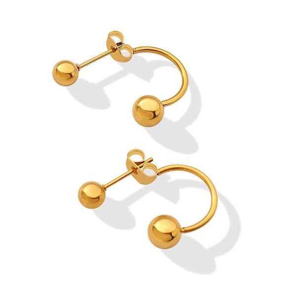 Серьги для глифов мода маленькая 18-километровая золотая фасоль для женщин титановый сталь U-образный дизайн шарика Post Serging Drop