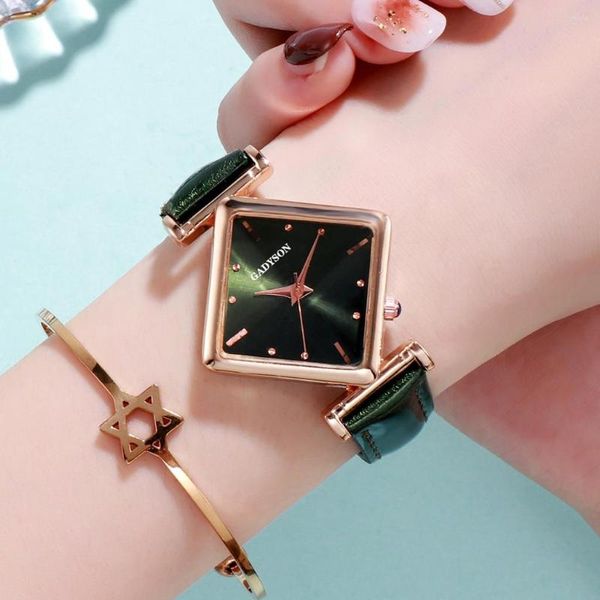 Orologi da polso Geometric Square Gradient Matte Ladies Quartz Luxury Watch Women Designer Brand Famous Clock