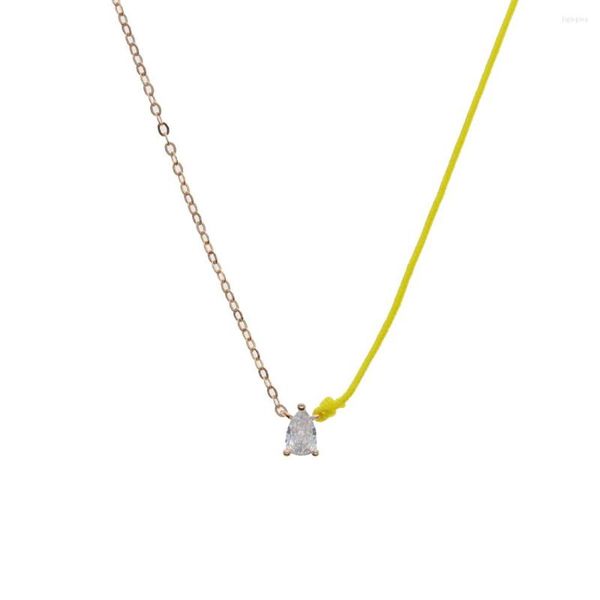 Catene di alta qualità semplice bianco 5A Cz pietra nappa corda catena collana in argento sterling 925 con gioielli girocollo in oro rosa placcato