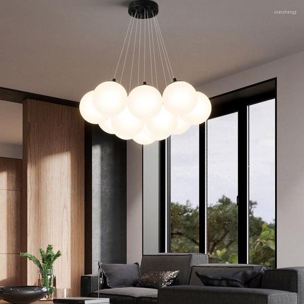 Chandeliers Bubble Ball Glass Chandelier Dining Room Bedroom Living Pendant Lamps For Ceiling Long Table Suspension Luminaire